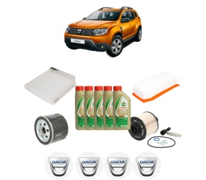 Set Pachet filtre revizie Bosch, 5 litrii ulei Castrol 5W40 DACIA DUSTER SUV Van 1.5 dCi 4x4 din 2013, 4x Stickere auto cu DACIA - Img 2
