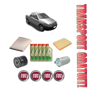 Set Pachet filtre revizie Bosch, 5 litrii ulei Castrol 5W40 FIAT STRADA Pickup (178_, 278_) 1.9 D din 2000, 4x Stickere auto cu FIAT