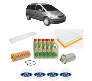 Set Pachet filtre revizie Bosch, 5 litrii ulei Castrol 5W40 FORD GALAXY MK I VAN (WGR) 1.9 TDi din 2000-2006, 4x Stickere auto cu FORD - Img 2