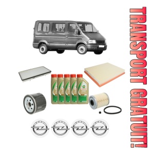 Set Pachet filtre revizie Bosch, 5 litrii ulei Castrol 5W40 OPEL MOVANO A Bus (X70) 1.9 DTI (JD) din 2001, 4x Stickere auto cu OPEL