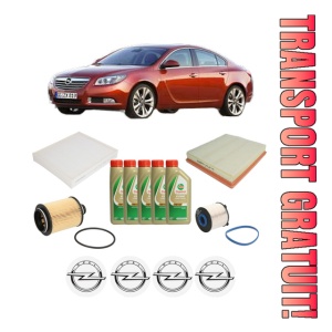 Set Pachet filtre revizie Bosch, 5 litrii ulei Castrol 5W40 OPEL INSIGNIA A Saloon (G09) 2.0 CDTI (69) din 2008-2017, 4x Stickere auto cu OPEL