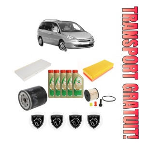 Set Pachet filtre revizie Bosch, 5 litrii ulei Castrol 5W40 PEUGEOT 807 (EB_) 2.0 HDi din 2002-2006, 4x Stickere auto cu PEUGEOT
