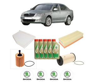 Set Pachet filtre revizie Bosch, 5 litrii ulei Castrol 5W40 SKODA Octavia II (1Z3) 1.9 TDI din 2004-2010, 4x Stickere auto cu SKODA - Img 2
