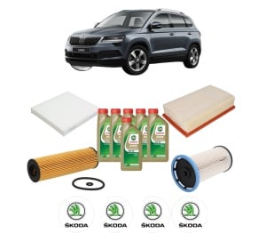 Set Pachet filtre revizie Bosch, 6 litrii ulei Castrol 0W20 SKODA KAROQ (NU7, ND7) 2.0 TDI din 2020, 4x Stickere auto cu SKODA - Img 2
