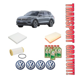 Set Pachet filtre revizie Bosch, 6 litrii ulei Castrol 0W20 Volkswagen TIGUAN ALLSPACE (BW2, BJ2) 2.0 TSI 4motion din 2018, 4x Stickere auto cu Volkswagen
