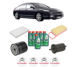 Set Pachet filtre revizie Bosch, 6 litrii ulei Castrol 10W40 CITROEN C6 (TD_) 3.0 V6 din 2005-2012, 4x Stickere auto cu CITROEN - Img 2