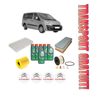 Set Pachet filtre revizie Bosch, 6 litrii ulei Castrol 10W40 CITROEN JUMPY II (VF7) 2.0 HDi 120 din 2007-2016, 4x Stickere auto cu CITROEN
