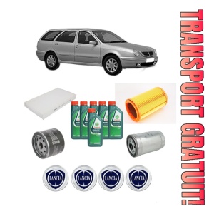 Set Pachet filtre revizie Bosch, 6 litrii ulei Castrol 10W40 LANCIA LYBRA SW (839_) 2.4 JTD (839BXL1A) din 2000-2005, 4x Stickere auto cu LANCIA