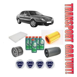 Set Pachet filtre revizie Bosch, 6 litrii ulei Castrol 10W40 LANCIA LYBRA (839_) 2.4 JTD (839.AXE1A) din 2002-2005, 4x Stickere auto cu LANCIA