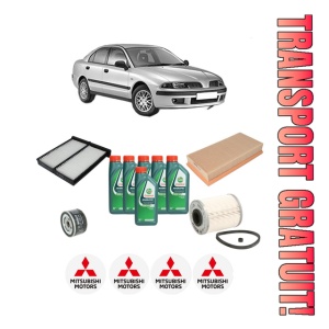 Set Pachet filtre revizie Bosch, 6 litrii ulei Castrol 10W40 MITSUBISHI CARISMA (DA_) 1.9 DI-D (DA5A) din 2000-2006, 4x Stickere auto cu MITSUBISHI