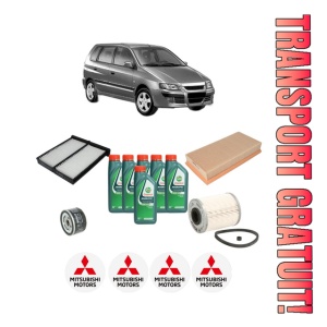 Set Pachet filtre revizie Bosch, 6 litrii ulei Castrol 10W40 MITSUBISHI SPACE STAR MPV (DG_A) 1.9 DI-D (DG4A) din 2002-2004, 4x Stickere auto cu MITSUBISHI