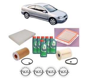 Set Pachet filtre revizie Bosch, 6 litrii ulei Castrol 10W40 OPEL ASTRA G Coupe (T98) 2.2 DTI (F07) din 2002-2005, 4x Stickere auto cu OPEL - Img 2