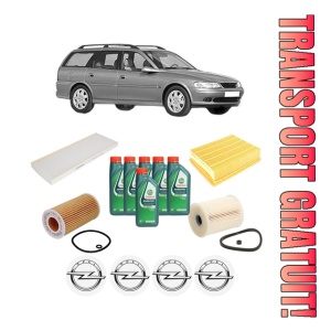 Set Pachet filtre revizie Bosch, 6 litrii ulei Castrol 10W40 OPEL VECTRA B Estate (J96) 2.2 DTI 16V (F35) din 2000-2002, 4x Stickere auto cu OPEL