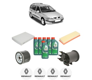 Set Pachet filtre revizie Bosch, 6 litrii ulei Castrol 10W40 RENAULT MEGANE I Grandtour (KA0/1_) 1.9 dCi (KA05, KA1F) din 2001-2003, 4x Stickere auto cu RENAULT - Img 2