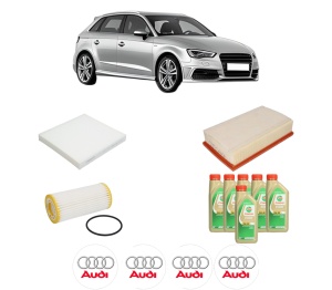 Set Pachet filtre revizie Bosch, 6 litrii ulei Castrol 5W30 AUDI A3 Sportback (8VA, 8VF) S3 quattro din 2014-2016, 4x Stickere auto cu AUDI - Img 2