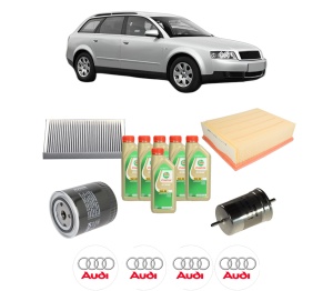 Set Pachet filtre revizie Bosch, 6 litrii ulei Castrol 5W30 AUDI A4 B6 Avant (8E5) 2.4 din 2001-2004, 4x Stickere auto cu AUDI - Img 2