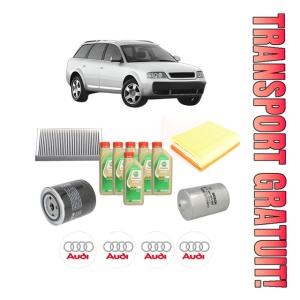 Set Pachet filtre revizie Bosch, 6 litrii ulei Castrol 5W30 AUDI ALLROAD C5 (4BH) 2.7 T quattro din 2000-2005, 4x Stickere auto cu AUDI