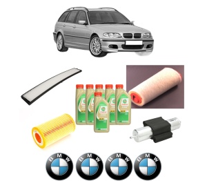 Set Pachet filtre revizie Bosch, 6 litrii ulei Castrol 5W30 BMW Seria 3 Touring (E46) 320 d din 2001-2005, 4x Stickere auto cu BMW - Img 2