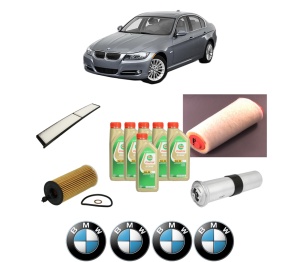 Set Pachet filtre revizie Bosch, 6 litrii ulei Castrol 5W30 BMW Seria 3 (E90) 320 d din 2004-2011, 4x Stickere auto cu BMW - Img 2