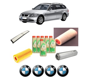 Set Pachet filtre revizie Bosch, 6 litrii ulei Castrol 5W30 BMW Seria 3 Touring (E91) 318 d din 2005-2007, 4x Stickere auto cu BMW - Img 2