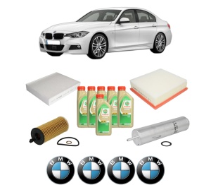 Set Pachet filtre revizie Bosch, 6 litrii ulei Castrol 5W30 BMW Seria 3 (F30, F80) 320 d xDrive din 2012-2018, 4x Stickere auto cu BMW - Img 2