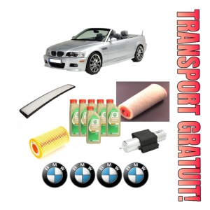 Set Pachet filtre revizie Bosch, 6 litrii ulei Castrol 5W30 BMW Seria 3 Compact (E46) 318 td din 2003-2005, 4x Stickere auto cu BMW