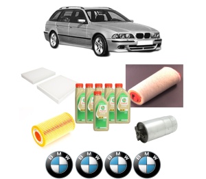 Set Pachet filtre revizie Bosch, 6 litrii ulei Castrol 5W30 BMW Seria 5 Touring (E39) 520 d din 2000-2003, 4x Stickere auto cu BMW - Img 2