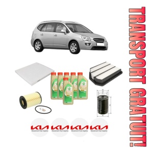 Set Pachet filtre revizie Bosch, 6 litrii ulei Castrol 5W30 KIA CARENS III MPV (UN) 2.0 CRDi 140 din 2006-2013, 4x Stickere auto cu KIA