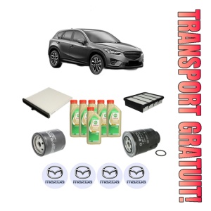 Set Pachet filtre revizie Bosch, 6 litrii ulei Castrol 5W30 MAZDA CX-5 Van (KE_) SKYACTIV-D (KEF9) din 2015-2017, 4x Stickere auto cu MAZDA