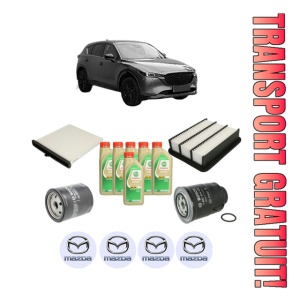 Set Pachet filtre revizie Bosch, 6 litrii ulei Castrol 5W30 MAZDA CX-5 (KF) 2.2 D AWD din 2018, 4x Stickere auto cu MAZDA
