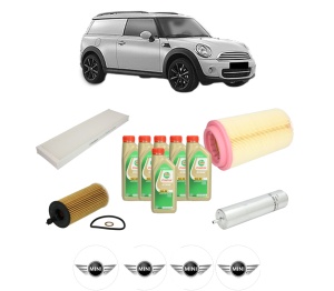 Set Pachet filtre revizie Bosch, 6 litrii ulei Castrol 5W30 MINI MINI CLUBVAN (R55) Cooper D din 2012-2014, 4x Stickere auto cu MINI - Img 2