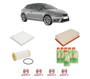 Set Pachet filtre revizie Bosch, 6 litrii ulei Castrol 5W30 SEAT LEON SC (5F5) 2.0 Cupra din 2017-2018, 4x Stickere auto cu SEAT - Img 2