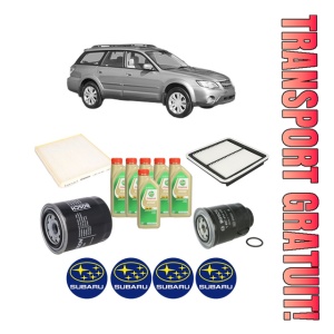Set Pachet filtre revizie Bosch, 6 litrii ulei Castrol 5W30 SUBARU OUTBACK (BL, BP) 2.0 D AWD (BPD) din 2008-2009, 4x Stickere auto cu SUBARU