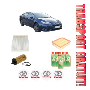 Set Pachet filtre revizie Bosch, 6 litrii ulei Castrol 5W30 TOYOTA AVENSIS Saloon (_T27_) 2.0 D-4D (WWT271_) din 2015-2018, 4x Stickere auto cu TOYOTA