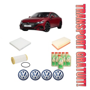 Set Pachet filtre revizie Bosch, 6 litrii ulei Castrol 5W30 Volkswagen ARTEON (3H7, 3H8) 2.0 TSI 4motion din 2017, 4x Stickere auto cu Volkswagen