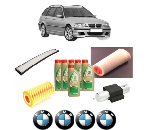 Set Pachet filtre revizie Bosch, 6 litrii ulei Castrol 5W40 BMW Seria 3 Touring (E46) 318 d din 2003-2005, 4x Stickere auto cu BMW - Img 2