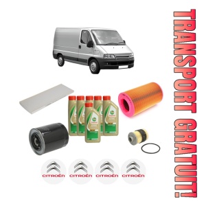 Set Pachet filtre revizie Bosch, 6 litrii ulei Castrol 5W40 CITROEN JUMPER I Van (244) 2.8 HDi din 2004-2006, 4x Stickere auto cu CITROEN