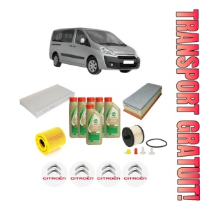 Set Pachet filtre revizie Bosch, 6 litrii ulei Castrol 5W40 CITROEN JUMPY II (VF7) 2.0 HDi 120 din 2007-2016, 4x Stickere auto cu CITROEN