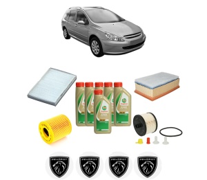 Set Pachet filtre revizie Bosch, 6 litrii ulei Castrol 5W40 PEUGEOT 307 SW Estate Van (3E_, 3H_) 2.0 HDi din 2004-2007, 4x Stickere auto cu PEUGEOT - Img 2
