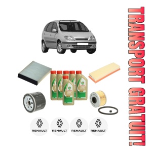 Set Pachet filtre revizie Bosch, 6 litrii ulei Castrol 5W40 RENAULT SCENIC I MPV (JA0/1_, FA0_) 1.9 dTi (JA1U) din 2001-2003, 4x Stickere auto cu RENAULT