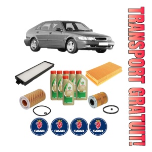Set Pachet filtre revizie Bosch, 6 litrii ulei Castrol 5W40 SAAB 9-3 (YS3D) 2.2 TiD din 2000-2002, 4x Stickere auto cu SAAB