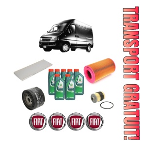 Set Pachet filtre revizie Bosch, 7 litrii ulei Castrol 10W40 FIAT DUCATO Van (244_) 2.3 JTD din 2001-2006, 4x Stickere auto cu FIAT