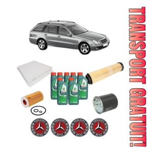 Set Pachet filtre revizie Bosch, 7 litrii ulei Castrol 10W40 MERCEDES-BENZ E-CLASS T-Model (S211) E 270 T CDI (211.216) din 2003-2009, 4x Stickere auto cu MERCEDES-BENZ