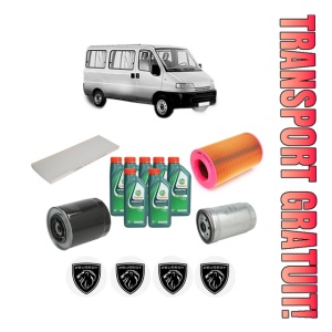 Set Pachet filtre revizie Bosch, 7 litrii ulei Castrol 10W40 PEUGEOT BOXER Bus (230P) 2.8 HDi All-wheel Drive din 2000-2001, 4x Stickere auto cu PEUGEOT