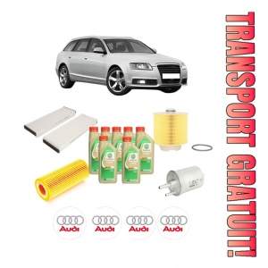 Set Pachet filtre revizie Bosch, 7 litrii ulei Castrol 5W30 AUDI A6 Allroad C6 (4FH) 3.0 TFSI quattro din 2008-2011, 4x Stickere auto cu AUDI