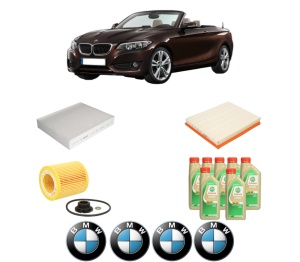 Set Pachet filtre revizie Bosch, 7 litrii ulei Castrol 5W30 BMW Seria 2 Convertible (F23) M 235 i xDrive din 2015-2016, 4x Stickere auto cu BMW - Img 2