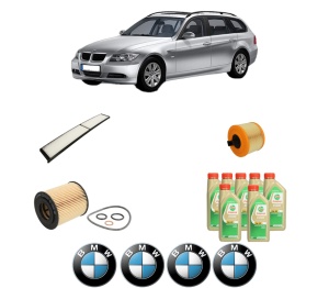 Set Pachet filtre revizie Bosch, 7 litrii ulei Castrol 5W30 BMW Seria 3 Touring (E91) 323 i din 2006-2007, 4x Stickere auto cu BMW - Img 2