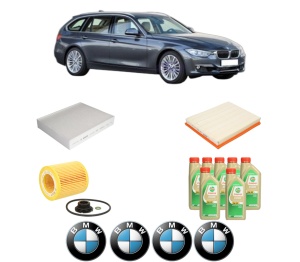 Set Pachet filtre revizie Bosch, 7 litrii ulei Castrol 5W30 BMW Seria 3 Touring (F31) 335 i xDrive din 2013, 4x Stickere auto cu BMW - Img 2