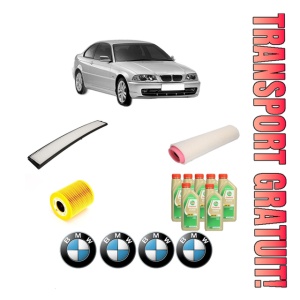 Set Pachet filtre revizie Bosch, 7 litrii ulei Castrol 5W30 BMW Seria 3 (E46) 330 xd din 2002-2004, 4x Stickere auto cu BMW