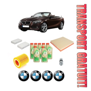 Set Pachet filtre revizie Bosch, 7 litrii ulei Castrol 5W30 BMW Seria X4 (F26) xDrive 35 i din 2014-2018, 4x Stickere auto cu BMW